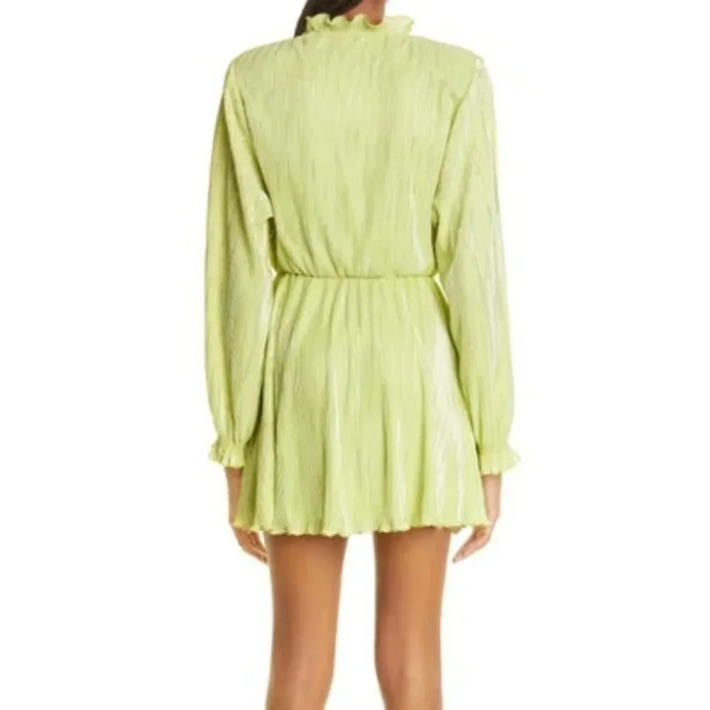 New ROTATE BIRGER CHRISTENSEN Ivy Pleated Mini Dress In Sunny Lime Size 0